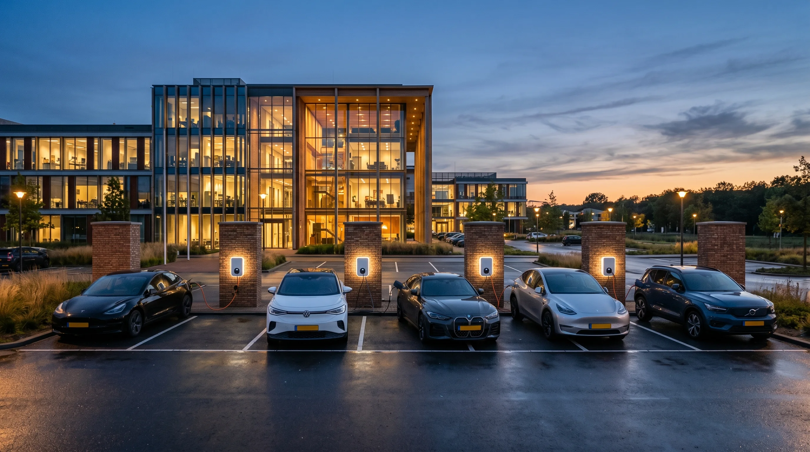 Elektrische bedrijfsauto aan laadpaal